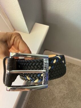 Men's Braided Belt - Black with Blue & Tan Accents
